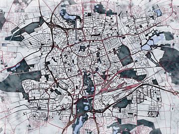 Kaart van Braunschweig in de stijl 'White Winter' van Maporia