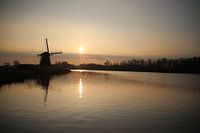 Zonsondergang over de Rottemeren met molen 