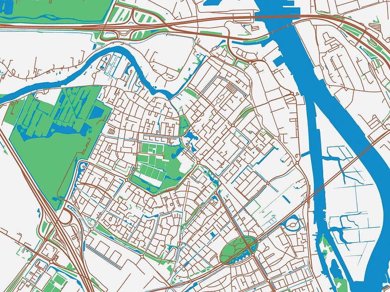 Kaart van Hendrik-Ido-Ambacht in de stijl Urban Ivory van De Kaartenwinkel
