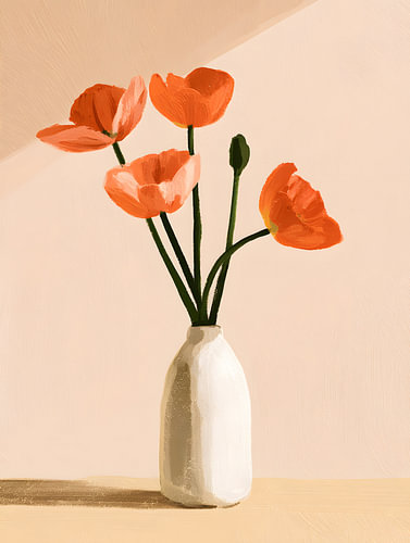 Redactioneel artikel: Stillleben met papavers in gouache