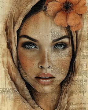 Modern portrait in mixed media style by Carla Van Iersel