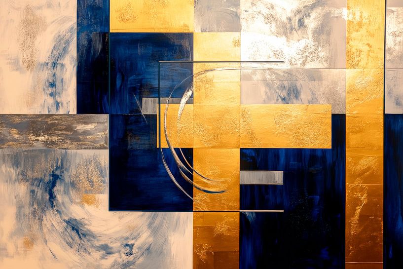 Geometrische Harmonie in Blau und Gold von Poster Art Shop