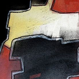 Abstract forms of thought in red, black and pale yellow by Kerstin Franz