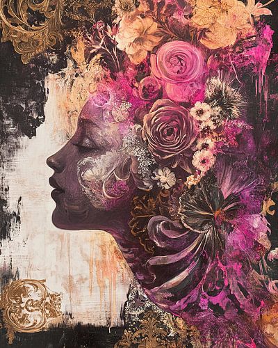 Goldene Blumen und lila Schatten