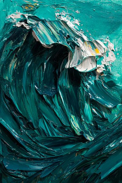 Achtere Welle in kräftigem Türkis – Malerei von Poster Art Shop