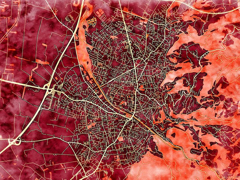 Kaart van Dornbirn in de stijl 'Amber Autumn' van Maporia