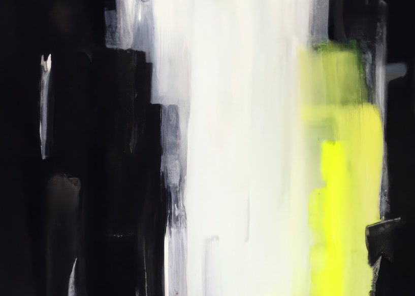 Modern abstract in black and white and bright neon yellow by Studio Allee
