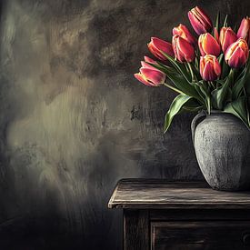Landelijke elegantie met tulpen in pasteltinten van Mel Digital Art