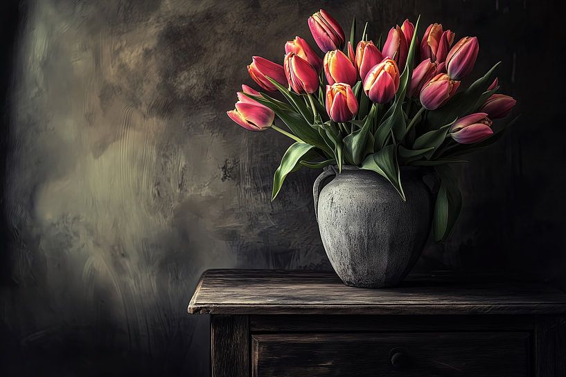Ländliche Eleganz mit Tulpen in Pastelltönen von Mel Digital Art