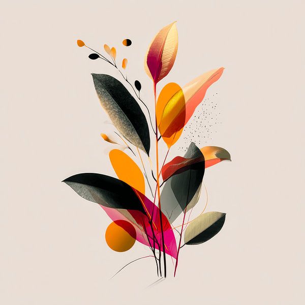 Abstrakte Blätter im Herbst Palette Moderne Botanische Kunst von Eva Lee