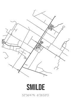Smilde (Drenthe) | Carte | Noir et Blanc sur Rezona