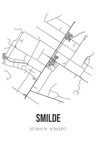 Smilde (Drenthe) | Map | Black and white by Prints of Place