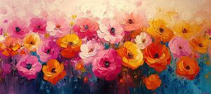Kleurrijk Bloemenschilderij | Electric Flora Resonance