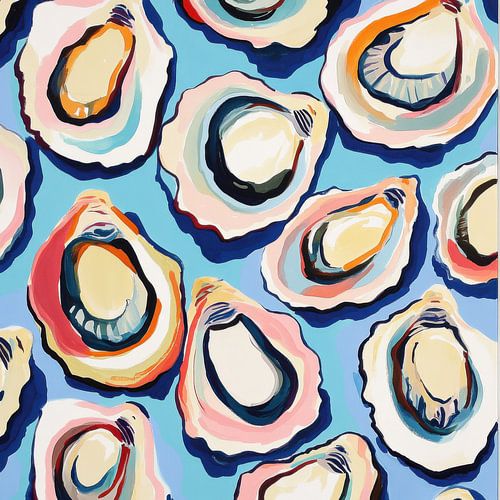 Gouache motif Huîtres