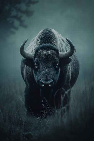 Untamed Power - Bison in the Fog* by Eva Lee