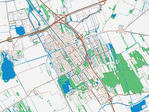 Kaart van Heerenveen in de stijl Urban Ivory