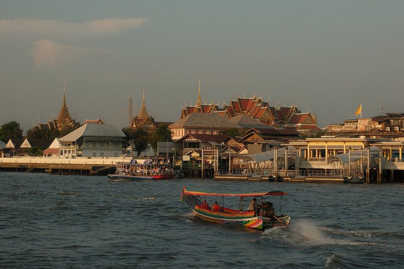Colourful boats in front of a Thai palace backdrop by NZME Photography