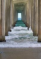 Wellen unter Scripps Pier in San Diego
