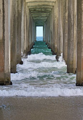 Waves under Scripps Pier in San Diego