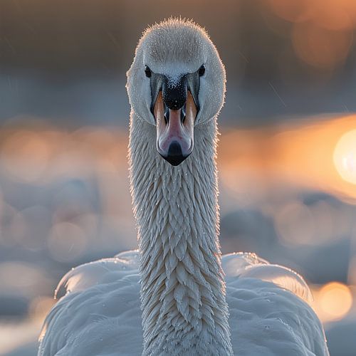 Portrait en gros plan d'un cygne majestueux