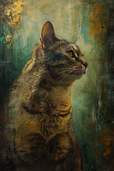 Elegant cat in colourful oil paint by Art & Soul Creations