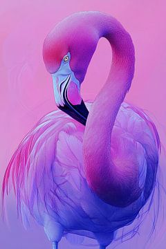 Dromerige Flamingo in Overgang van Roze naar Paars van Eva Lee