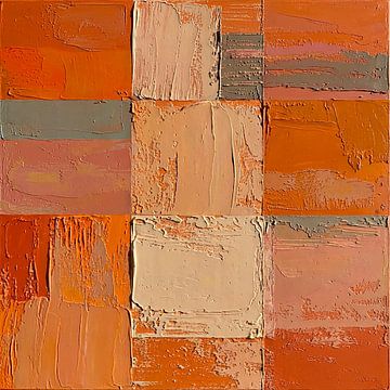 Modernes abstraktes Impasto. Geometrie in warmen erdigen Farben