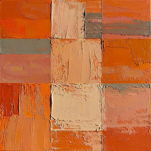 Impasto abstrait moderne. Géométrie dans des couleurs chaudes et terreuses