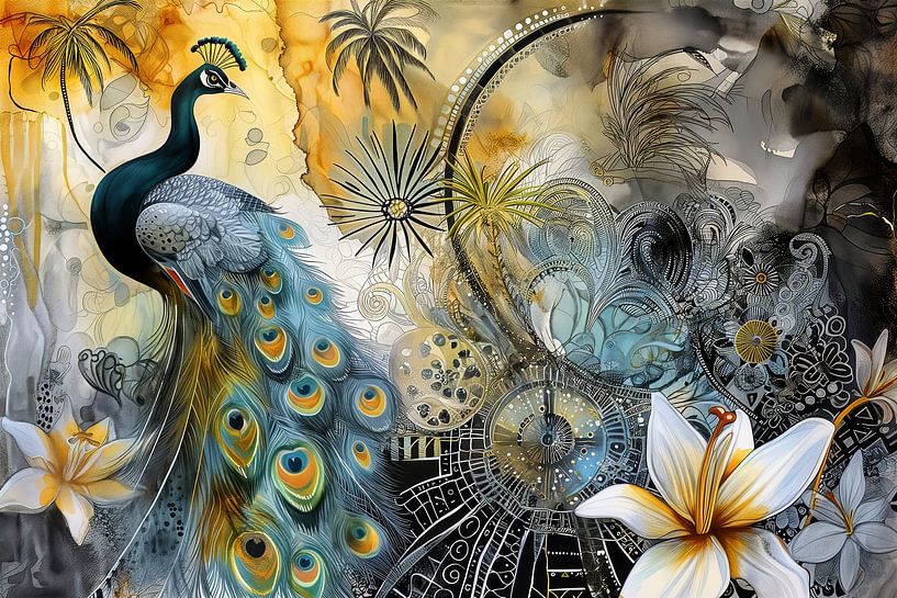 Pfau Dadaismus Kunstwerk von Preet Lambon