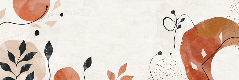 Minimalism panorama abstract boho and japani art illustrations by Digitale Schilderijen