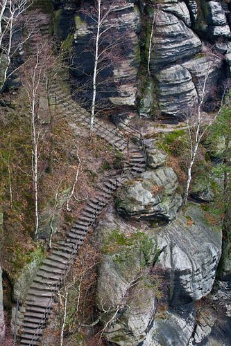 Lilienstein - Afdaling naar het zuiden (Saksisch Zwitserland / Elbezandsteengebergte)