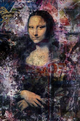 Street Art Mona Lisa - Urban Style in kleur - Digitale collage