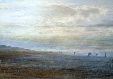 Wandelen in een winters strandlandschap van Anita Snik-Broeken