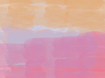 Colorful abstract watercolor landscape in yellow and mauve