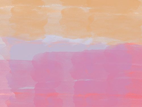 Kleurrijk abstract aquarel landschap in geel en mauve