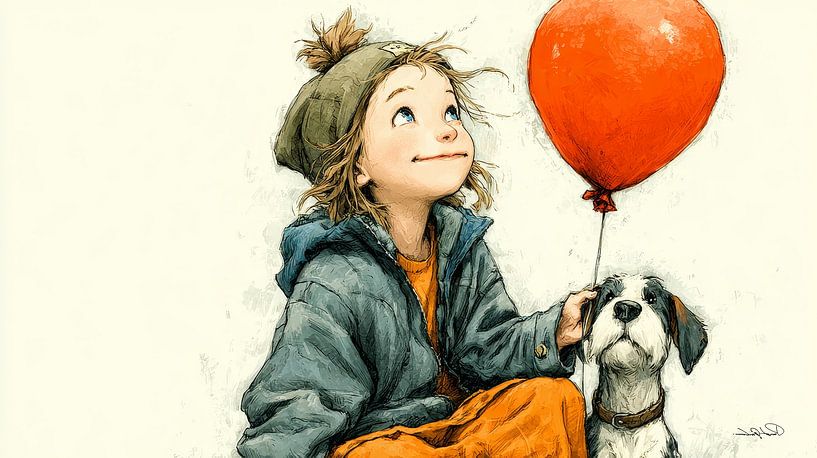 fille avec ballon par Gelissen Artworks
