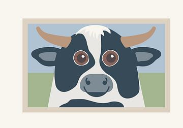 Blije Holstein Friesian koe in weiland van DE BATS designs