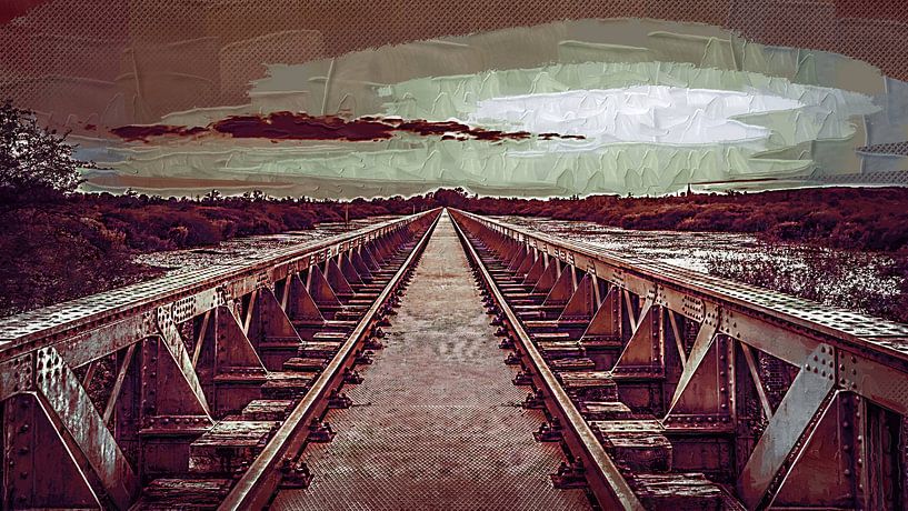De mooie Brug van Moerputten als pentekening, olieverfschilderij, gouache, impasto en andere variant van Maurice Meerten