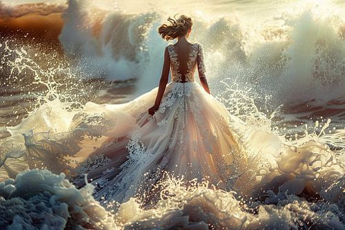 bruid in de branding