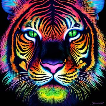 Neon kunst van een tijger 2 van Johanna's Art