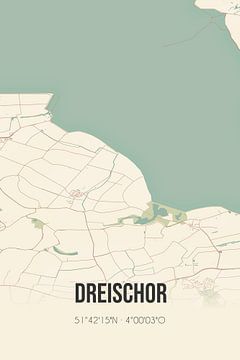 Alte Karte von Dreischor (Zeeland) von Rezona