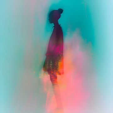 Modern abstract silhouet in pastelkleuren en neon accenten van Lauri Creates