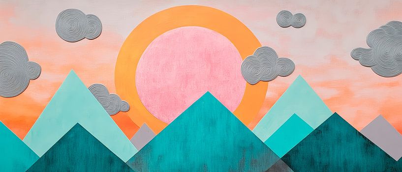 Mountains and sun - colour harmonies in line by Poster Art Shop