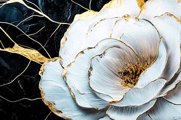 White rose with gold details by Art & Soul Creations