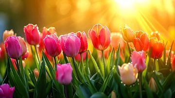 Rayons de soleil et tulipes sur Vlindertuin Art