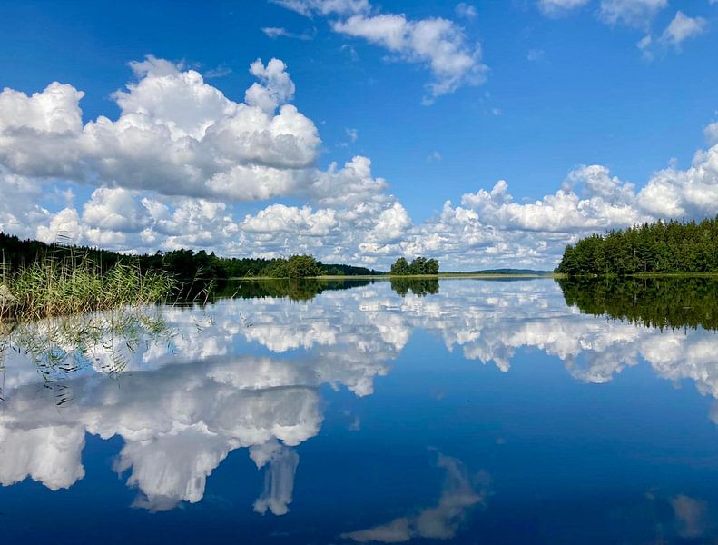 Le lac comme miroir lors d'une excursion en canoë à Växjö par Nicolette Suijkerbuijk