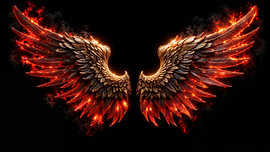 Fantasy Art Wandbild: WINGS OF FIRE – Die brennenden Flügel eines Engels von INFERAURUM - Dark Fantasy Wall Art & Poster