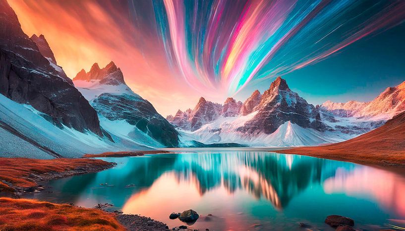 Lake with mountains and clouds by Mustafa Kurnaz