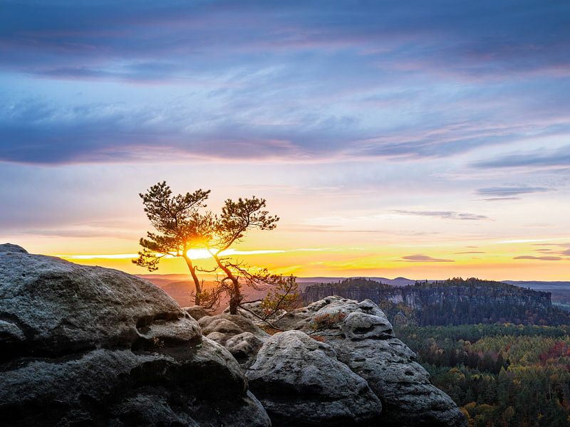 Zonsondergang in Saksisch Zwitserland van Nils Steiner