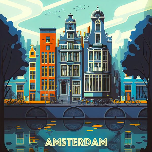 Aan de gracht in Amsterdam van Vlindertuin-Art